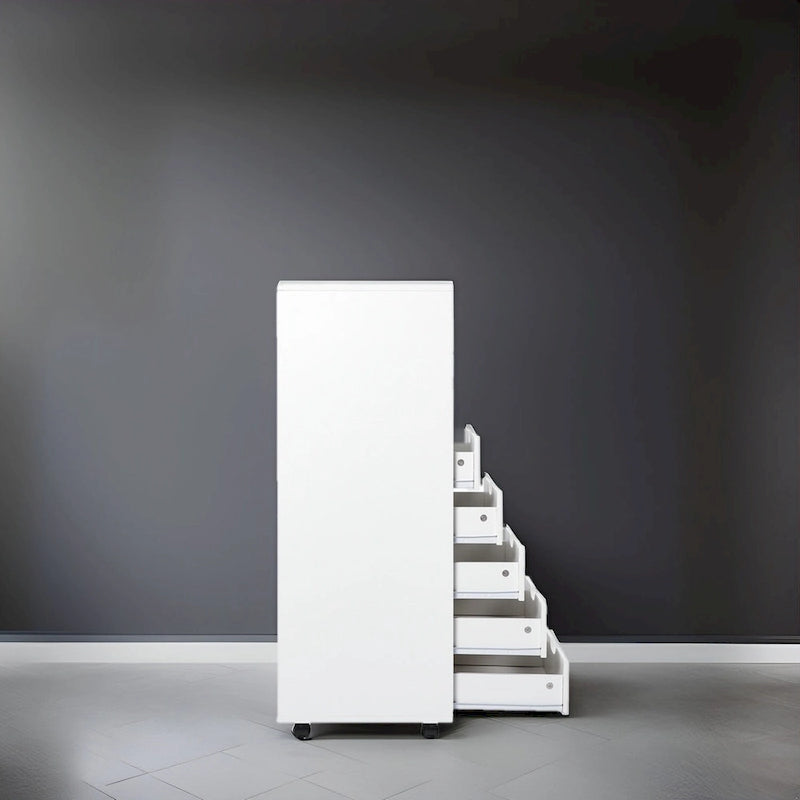 Commode tiroirs moderne et élégante avec poignées rainurées, meuble de classement de bureau polyvalent