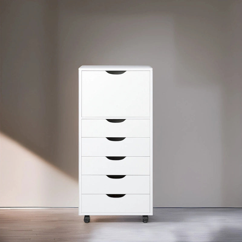 Commode tiroirs moderne et élégante avec poignées rainurées, meuble de classement de bureau polyvalent