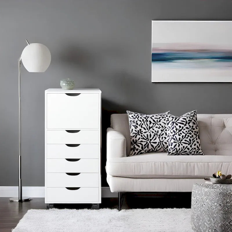 Commode tiroirs moderne et élégante avec poignées rainurées, meuble de classement de bureau polyvalent