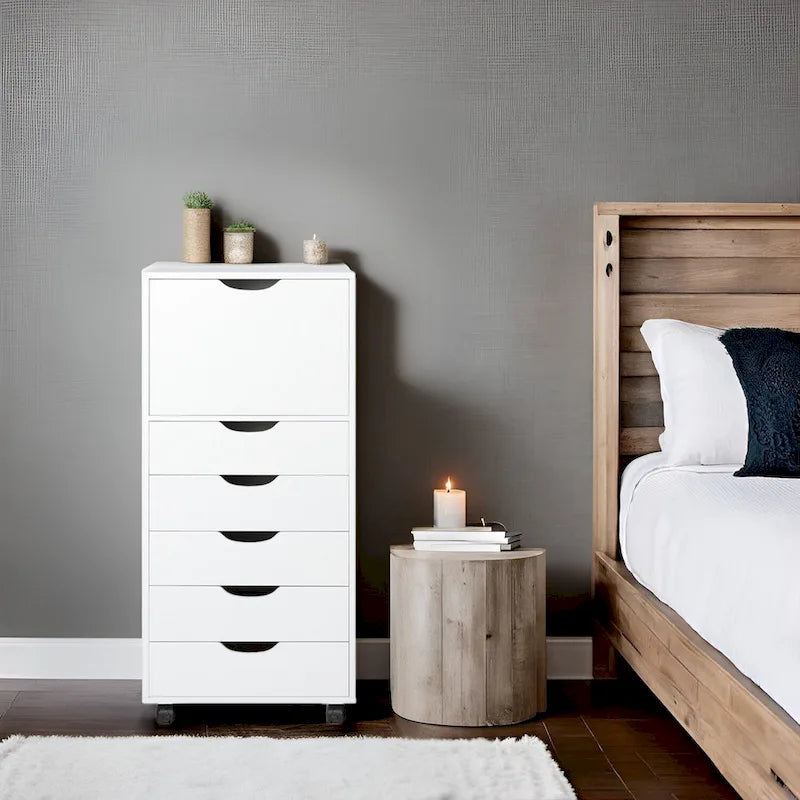 Commode tiroirs moderne et élégante avec poignées rainurées, meuble de classement de bureau polyvalent