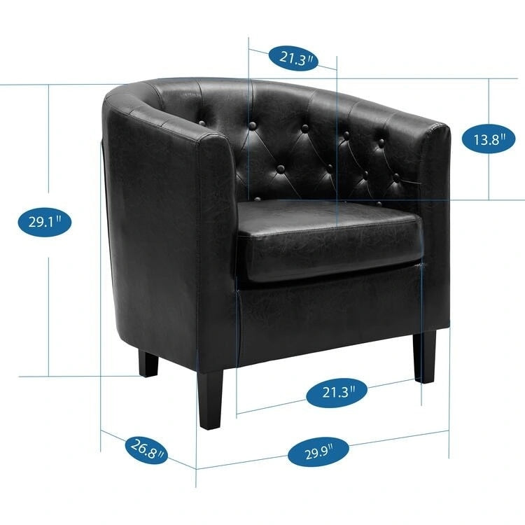 Fauteuil d'appoint, Fauteuil club en similicuir capitonné, Fauteuil d'appoint moderne du milieu du siècle, Fauteuil confortable, Fauteuils club en forme de tonneau