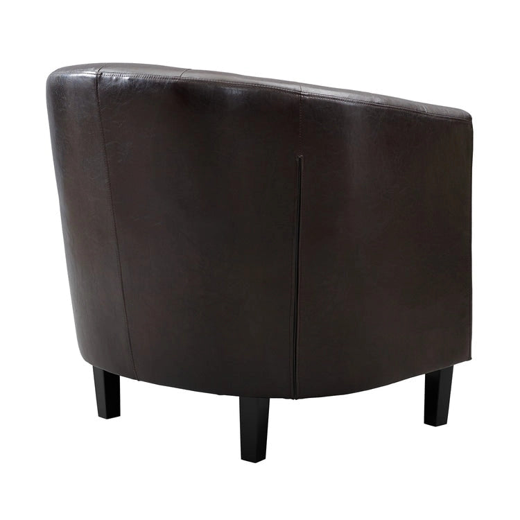 Fauteuil d'appoint, Fauteuil club en similicuir capitonné, Fauteuil d'appoint moderne du milieu du siècle, Fauteuil confortable, Fauteuils club en forme de tonneau