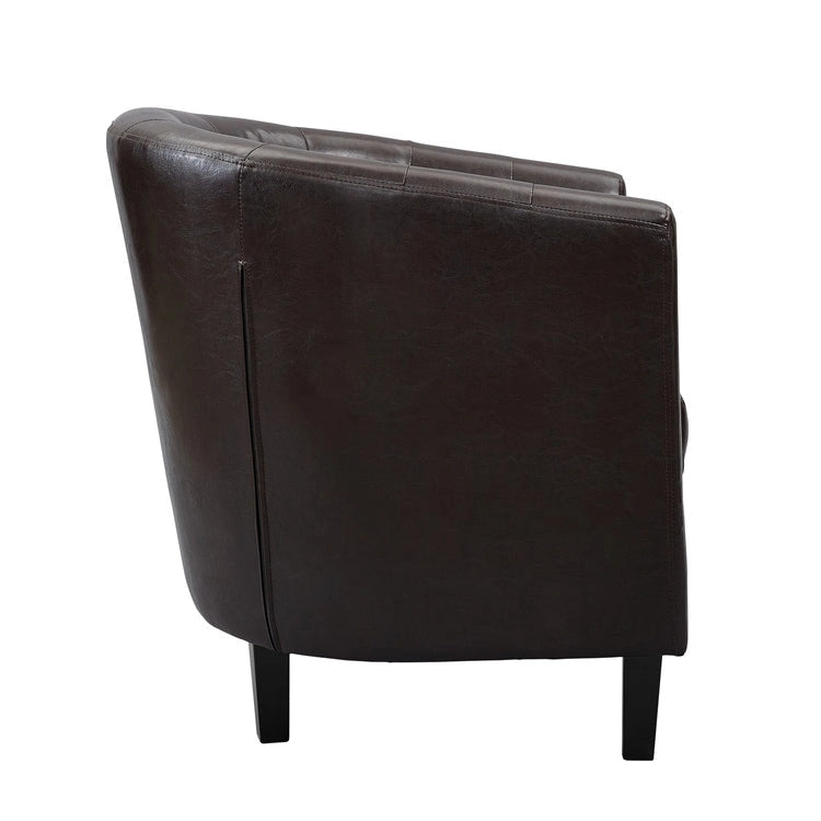 Fauteuil d'appoint, Fauteuil club en similicuir capitonné, Fauteuil d'appoint moderne du milieu du siècle, Fauteuil confortable, Fauteuils club en forme de tonneau
