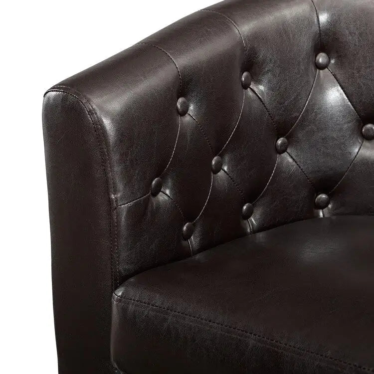 Fauteuil d'appoint, Fauteuil club en similicuir capitonné, Fauteuil d'appoint moderne du milieu du siècle, Fauteuil confortable, Fauteuils club en forme de tonneau