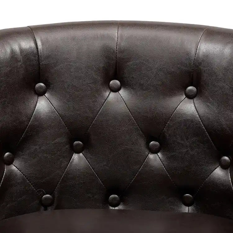 Fauteuil d'appoint, Fauteuil club en similicuir capitonné, Fauteuil d'appoint moderne du milieu du siècle, Fauteuil confortable, Fauteuils club en forme de tonneau