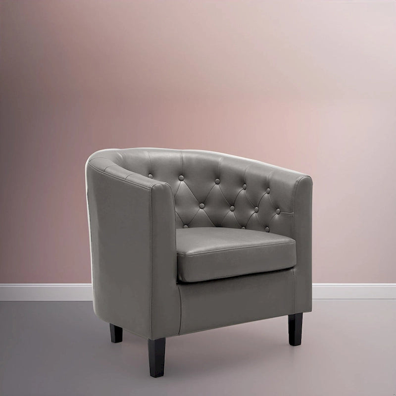 Fauteuil d'appoint, Fauteuil club en similicuir capitonné, Fauteuil d'appoint moderne du milieu du siècle, Fauteuil confortable, Fauteuils club en forme de tonneau