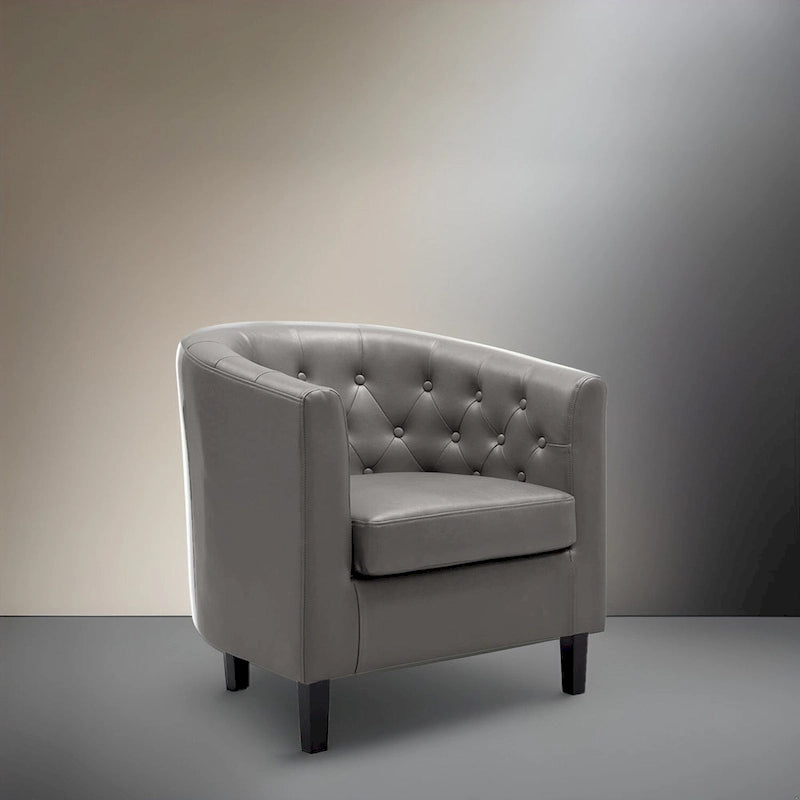 Fauteuil d'appoint, Fauteuil club en similicuir capitonné, Fauteuil d'appoint moderne du milieu du siècle, Fauteuil confortable, Fauteuils club en forme de tonneau