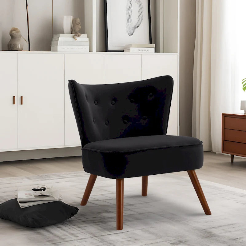 Fauteuil d'appoint en velours capitonné pour salon - 27,6 L x 28 P x 31,3 H