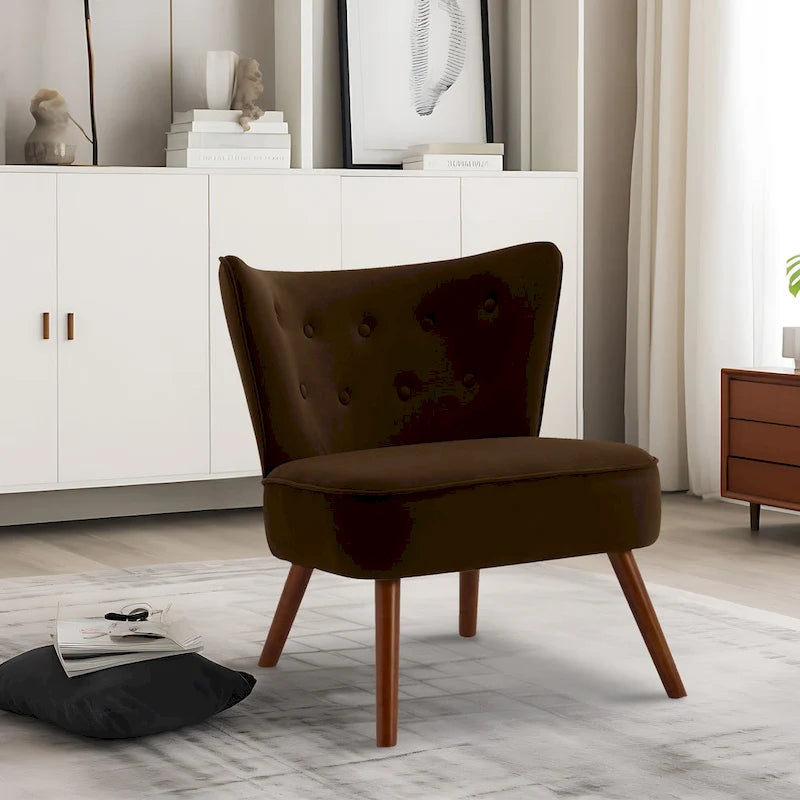 Fauteuil d'appoint en velours capitonné pour salon - 27,6 L x 28 P x 31,3 H