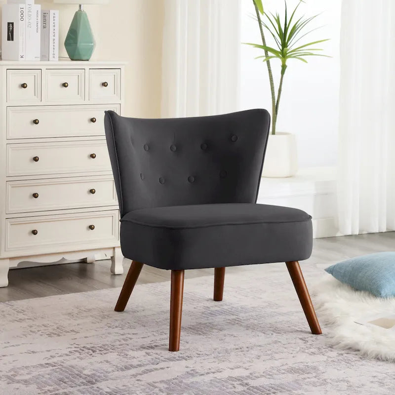 Fauteuil d'appoint en velours capitonné pour salon - 27,6 L x 28 P x 31,3 H