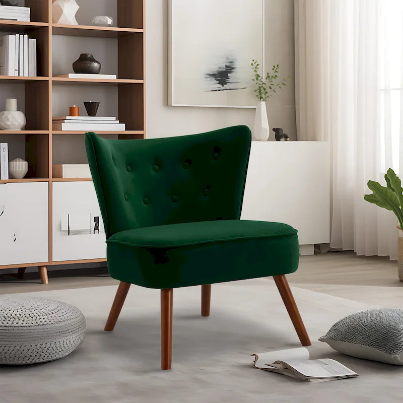 Fauteuil d'appoint en velours capitonné pour salon - 27,6 L x 28 P x 31,3 H