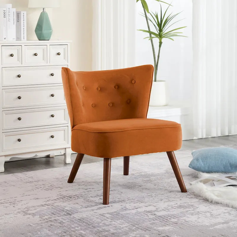 Fauteuil d'appoint en velours capitonné pour salon - 27,6 L x 28 P x 31,3 H