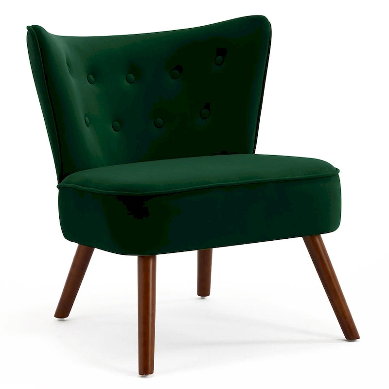 Fauteuil d'appoint en velours capitonné pour salon - 27,6 L x 28 P x 31,3 H