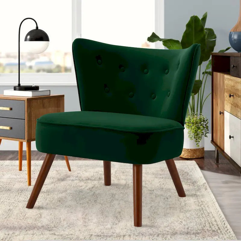 Fauteuil d'appoint en velours capitonné pour salon - 27,6 L x 28 P x 31,3 H