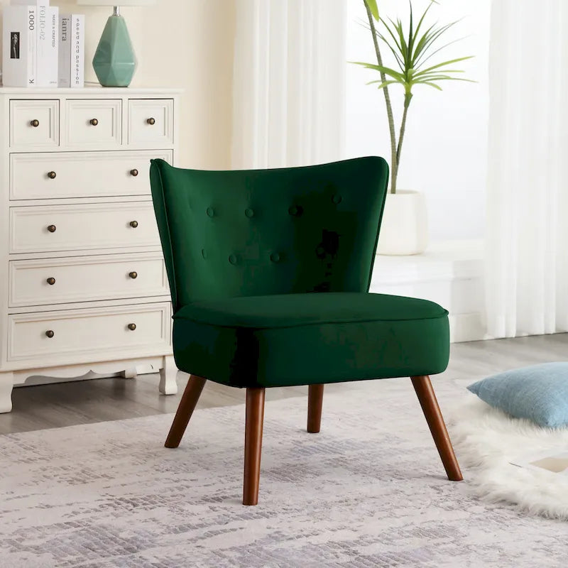Fauteuil d'appoint en velours capitonné pour salon - 27,6 L x 28 P x 31,3 H