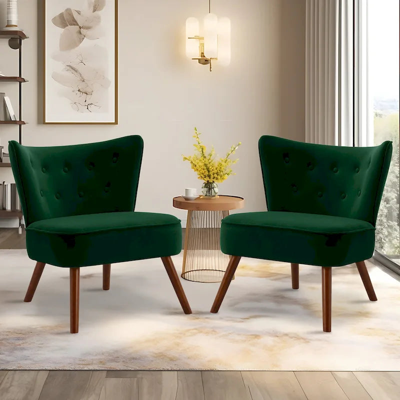 Fauteuil d'appoint en velours capitonné pour salon - 27,6 L x 28 P x 31,3 H