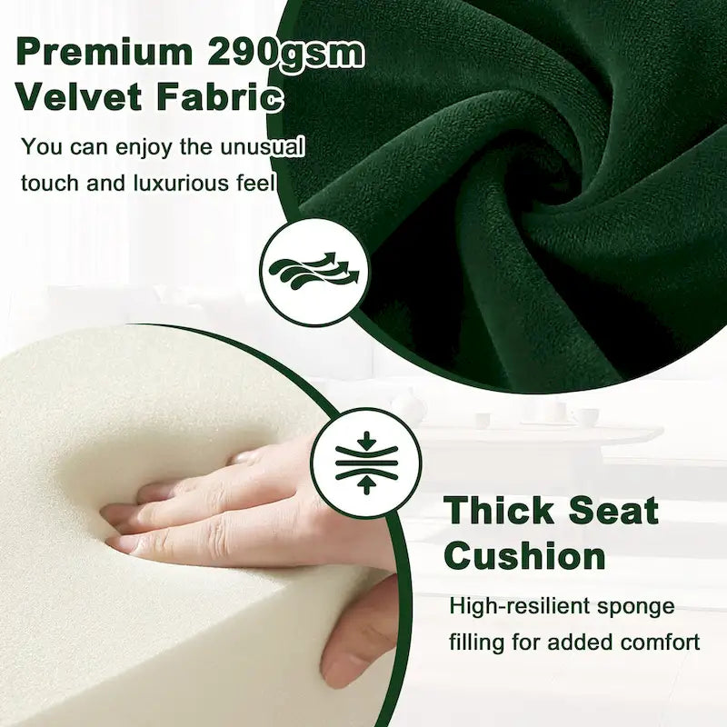 Fauteuil d'appoint en velours capitonné pour salon - 27,6 L x 28 P x 31,3 H