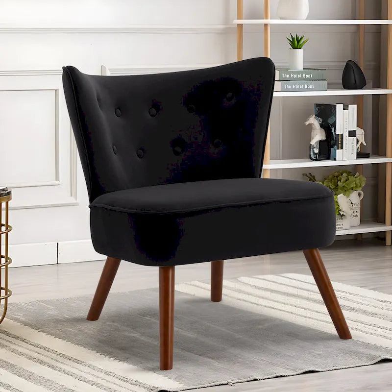 Fauteuil d'appoint en velours capitonné pour salon - 27,6 L x 28 P x 31,3 H