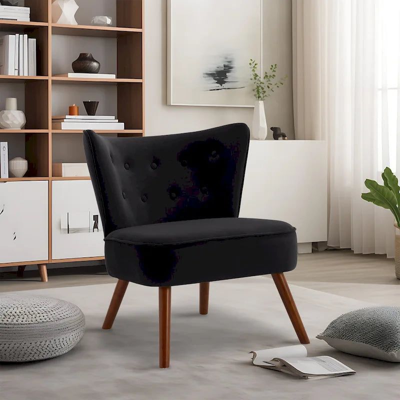 Fauteuil d'appoint en velours capitonné pour salon - 27,6 L x 28 P x 31,3 H