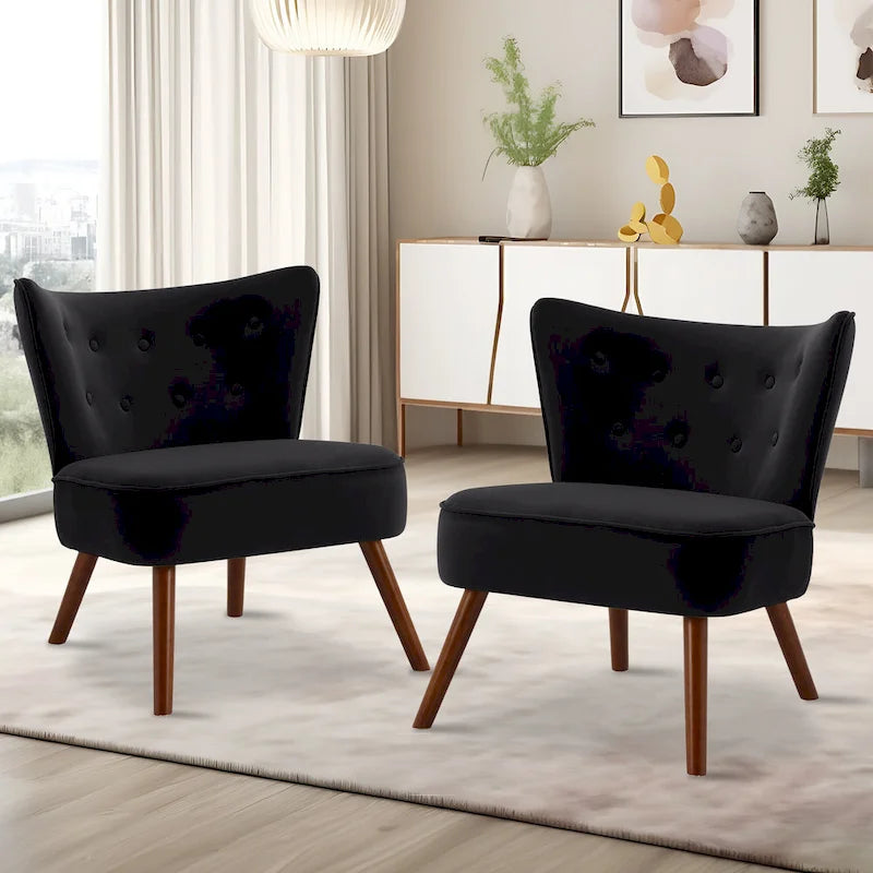 Fauteuil d'appoint en velours capitonné pour salon - 27,6 L x 28 P x 31,3 H