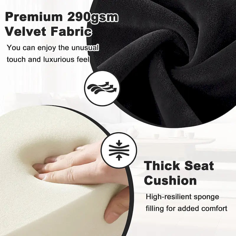 Fauteuil d'appoint en velours capitonné pour salon - 27,6 L x 28 P x 31,3 H