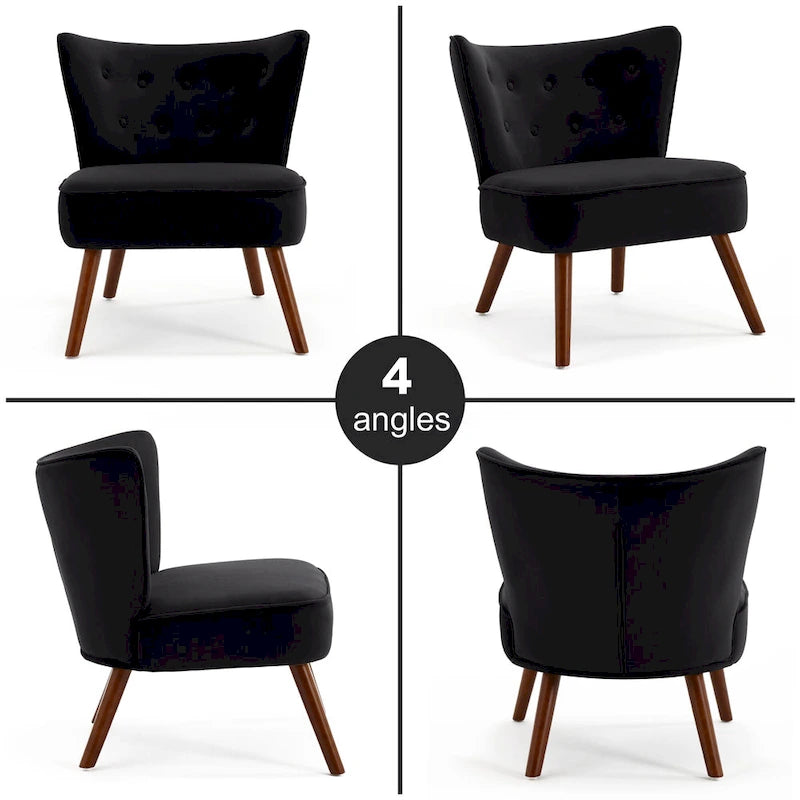 Fauteuil d'appoint en velours capitonné pour salon - 27,6 L x 28 P x 31,3 H