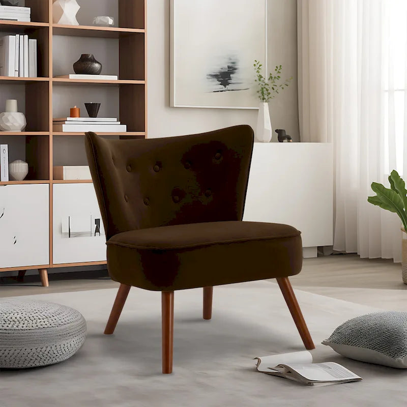 Fauteuil d'appoint en velours capitonné pour salon - 27,6 L x 28 P x 31,3 H
