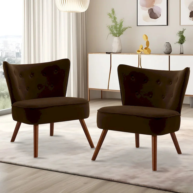 Fauteuil d'appoint en velours capitonné pour salon - 27,6 L x 28 P x 31,3 H