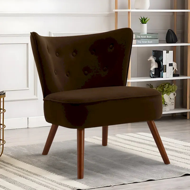 Fauteuil d'appoint en velours capitonné pour salon - 27,6 L x 28 P x 31,3 H