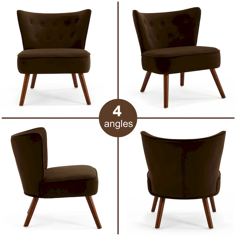 Fauteuil d'appoint en velours capitonné pour salon - 27,6 L x 28 P x 31,3 H