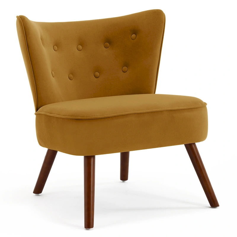 Fauteuil d'appoint en velours capitonné pour salon - 27,6 L x 28 P x 31,3 H