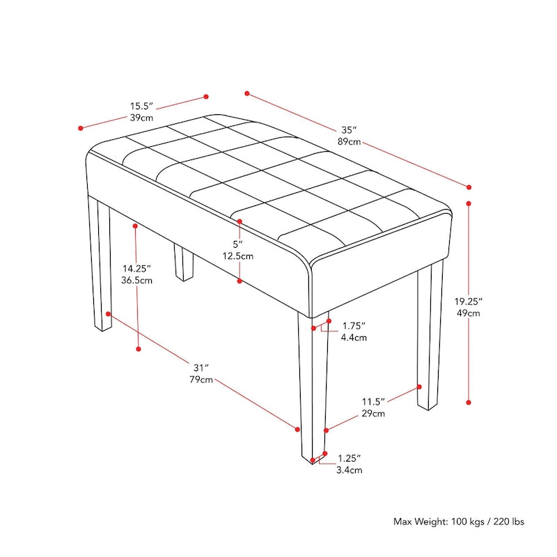 Banc capitonné en tissu California