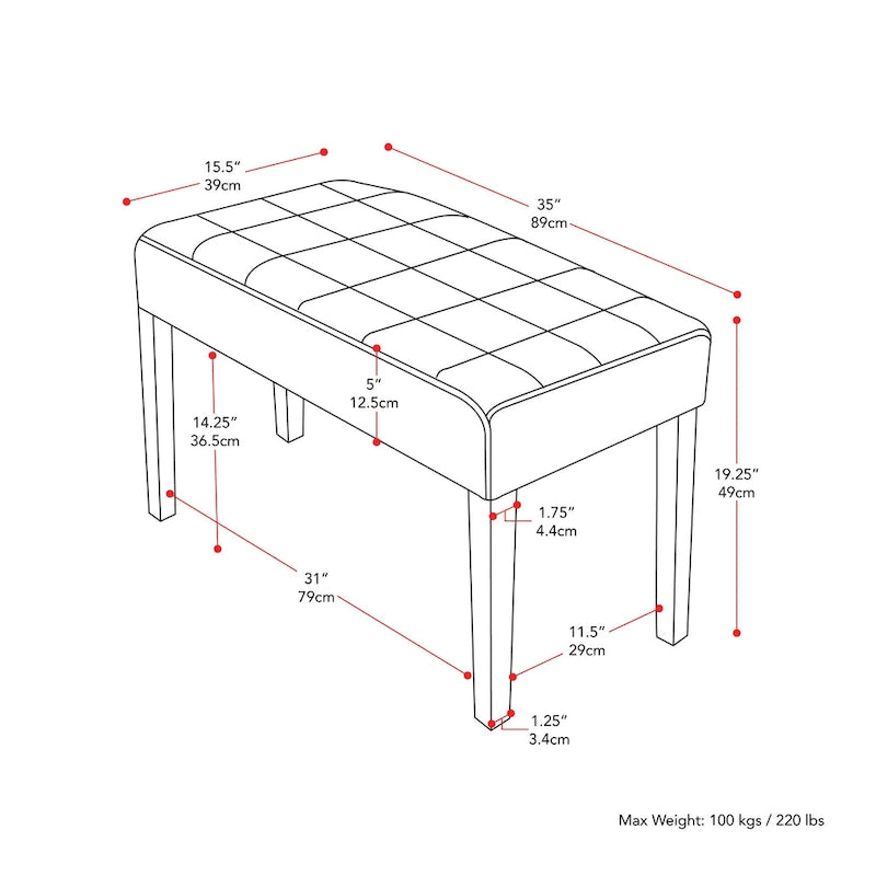 Banc capitonné en tissu California
