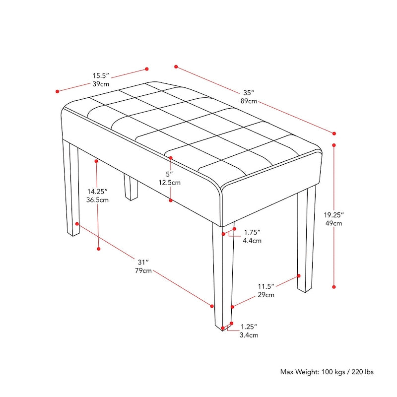 Banc capitonné en tissu California