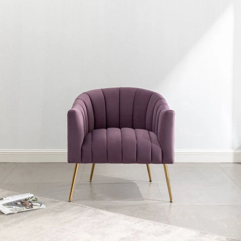 Modern Glam Velvet Accent Vanity Chair with Golden Metal Legs