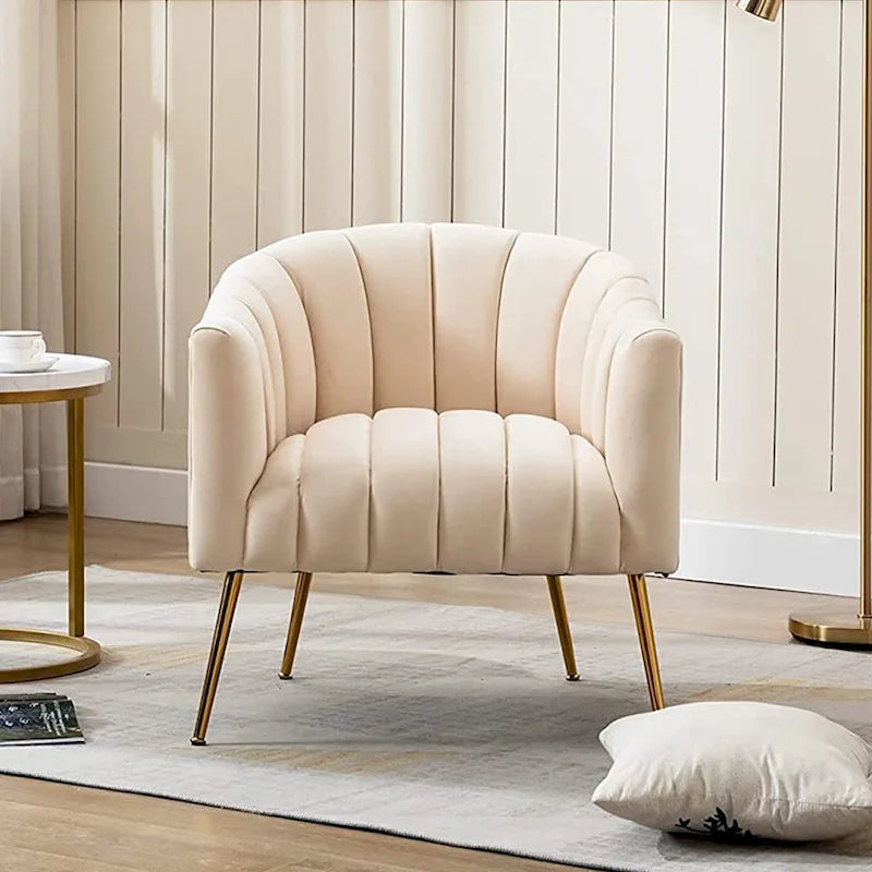 SEYNAR Modern Glam Velvet Accent Vanity Chair with Golden Metal Legs for Living Room