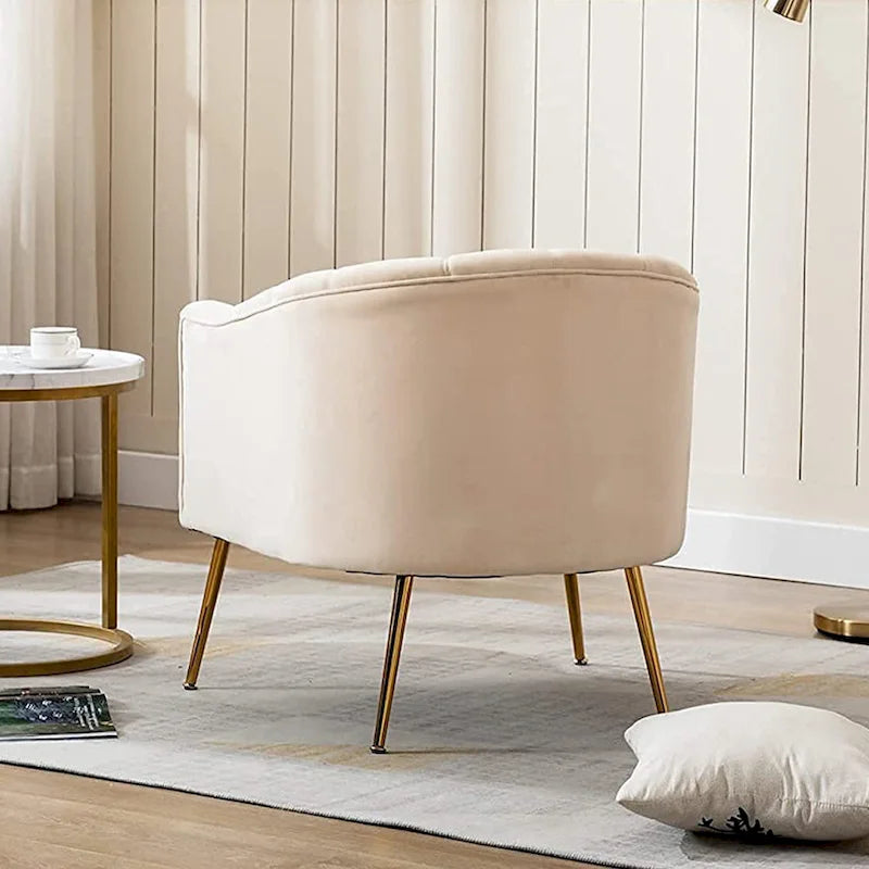 Modern Glam Velvet Accent Vanity Chair with Golden Metal Legs