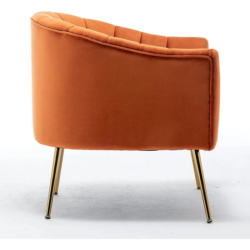 Chaise d'appoint de coiffeuse en velours, style glamour moderne avec pieds en métal doré