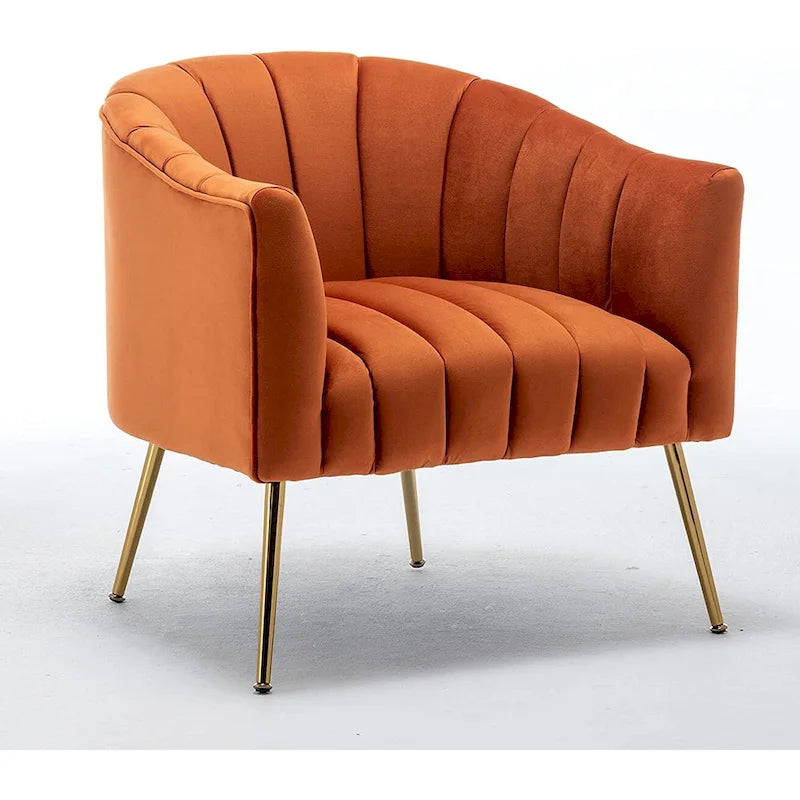 Chaise d'appoint de coiffeuse en velours, style glamour moderne avec pieds en métal doré