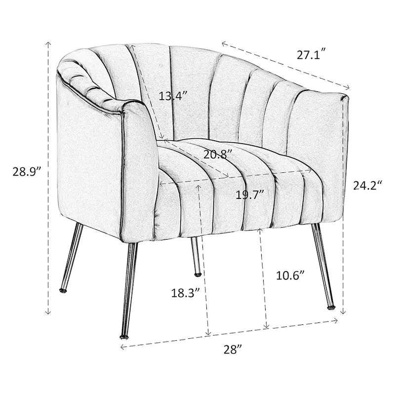 Chaise d'appoint de coiffeuse en velours, style glamour moderne avec pieds en métal doré