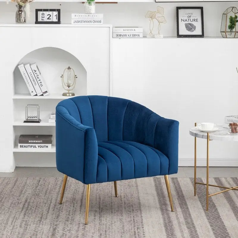 Chaise d'appoint de coiffeuse en velours, style glamour moderne avec pieds en métal doré