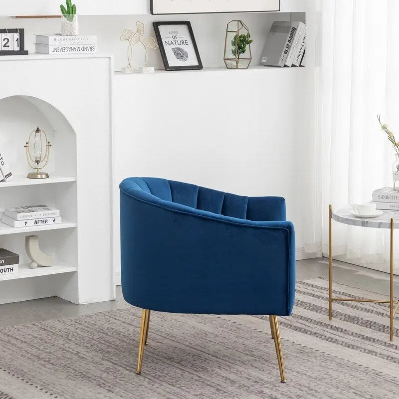 Chaise d'appoint de coiffeuse en velours, style glamour moderne avec pieds en métal doré