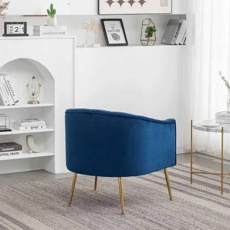 Chaise d'appoint de coiffeuse en velours, style glamour moderne avec pieds en métal doré