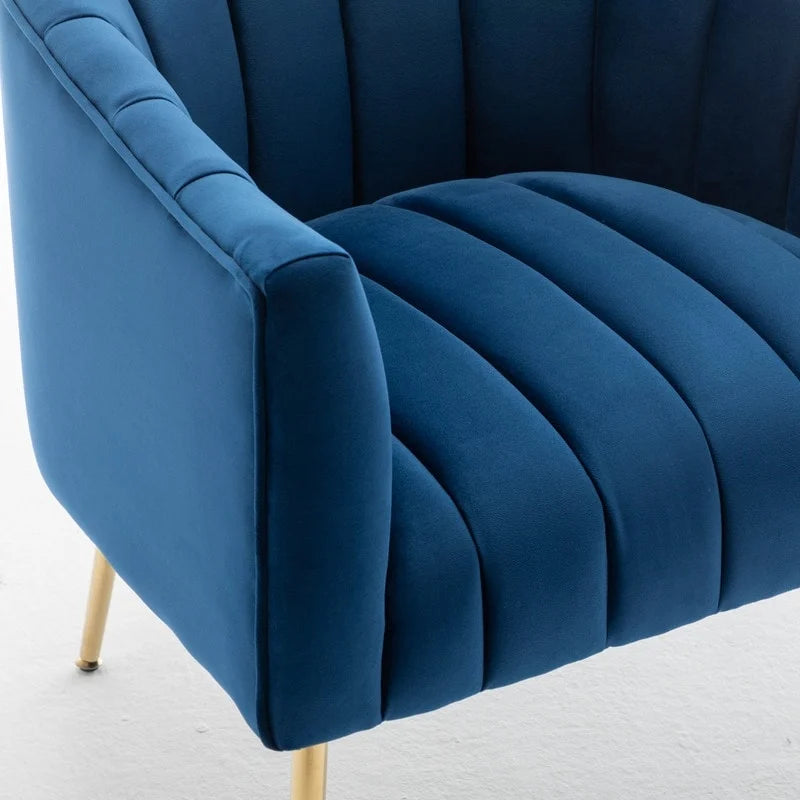 Chaise d'appoint de coiffeuse en velours, style glamour moderne avec pieds en métal doré
