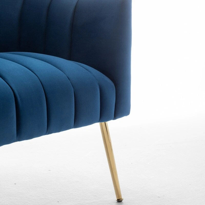 Chaise d'appoint de coiffeuse en velours, style glamour moderne avec pieds en métal doré