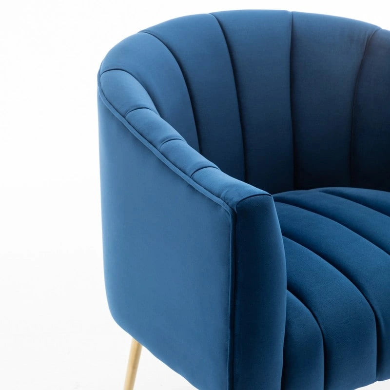 Chaise d'appoint de coiffeuse en velours, style glamour moderne avec pieds en métal doré