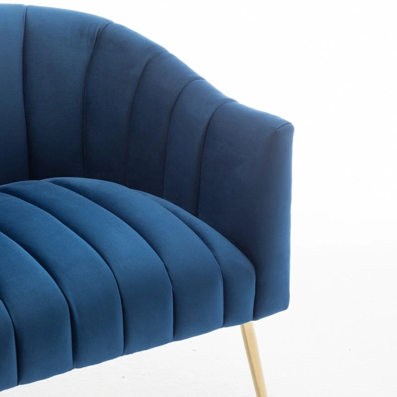 Chaise d'appoint de coiffeuse en velours, style glamour moderne avec pieds en métal doré