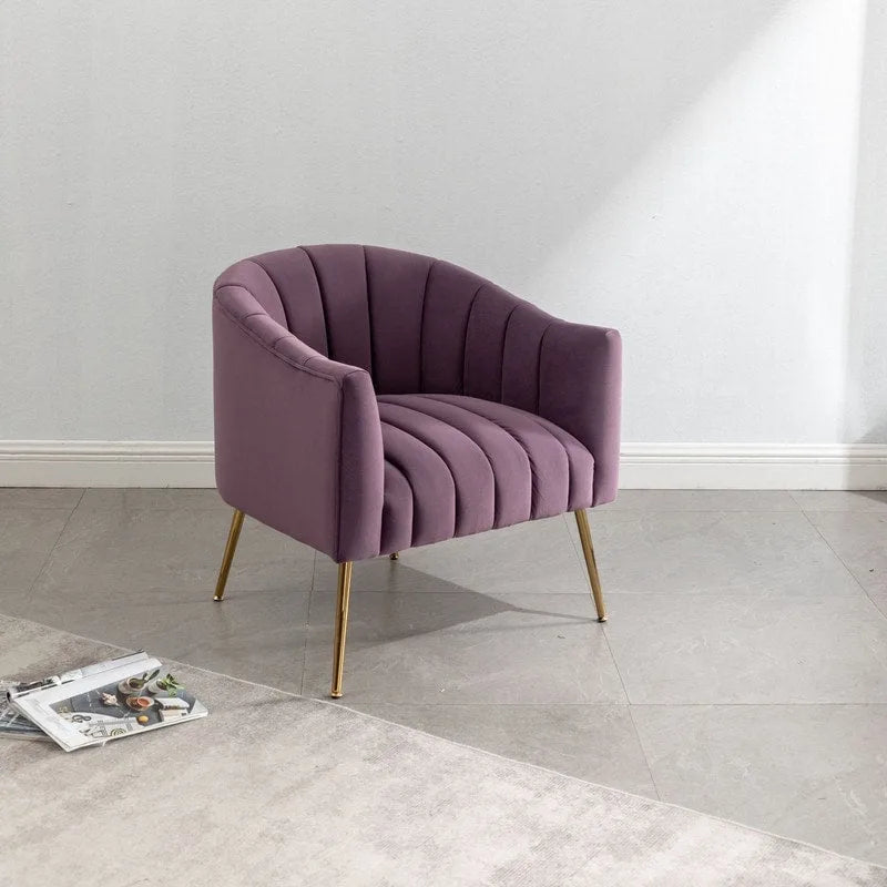Chaise d'appoint de coiffeuse en velours, style glamour moderne avec pieds en métal doré