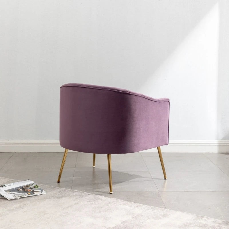 Chaise d'appoint de coiffeuse en velours, style glamour moderne avec pieds en métal doré