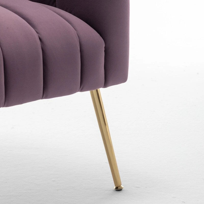 Chaise d'appoint de coiffeuse en velours, style glamour moderne avec pieds en métal doré